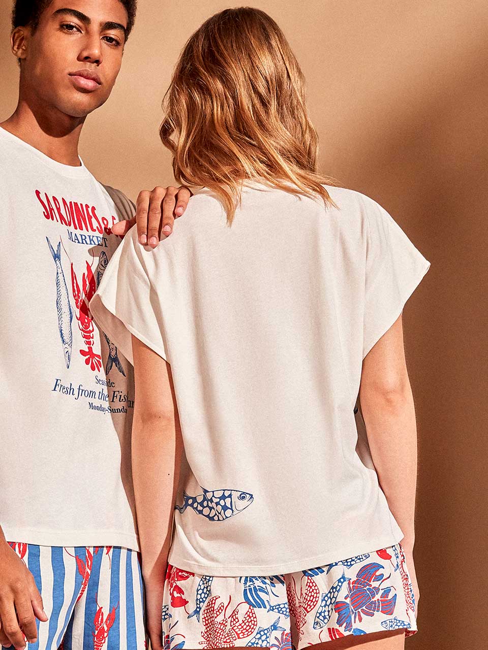 Pigiama mezza manica shorts donna in puro cotone Gisela 20403