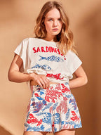 Pigiama mezza manica shorts donna in puro cotone Gisela 20403