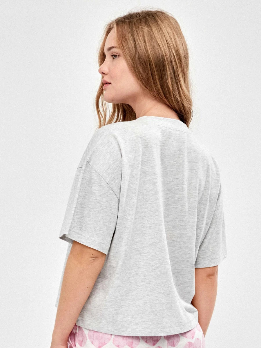 Pigiama mezza manica shorts donna in puro cotone The Beatles Gisela 20412