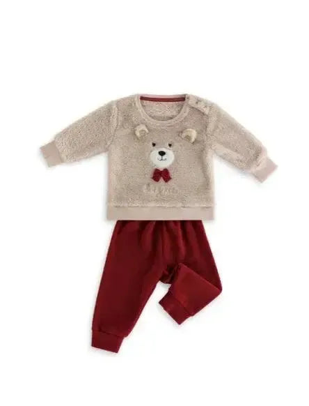 Pigiama neonata bambina orso maglia coral fleece Noidinotte pantalone micropile FT588AS