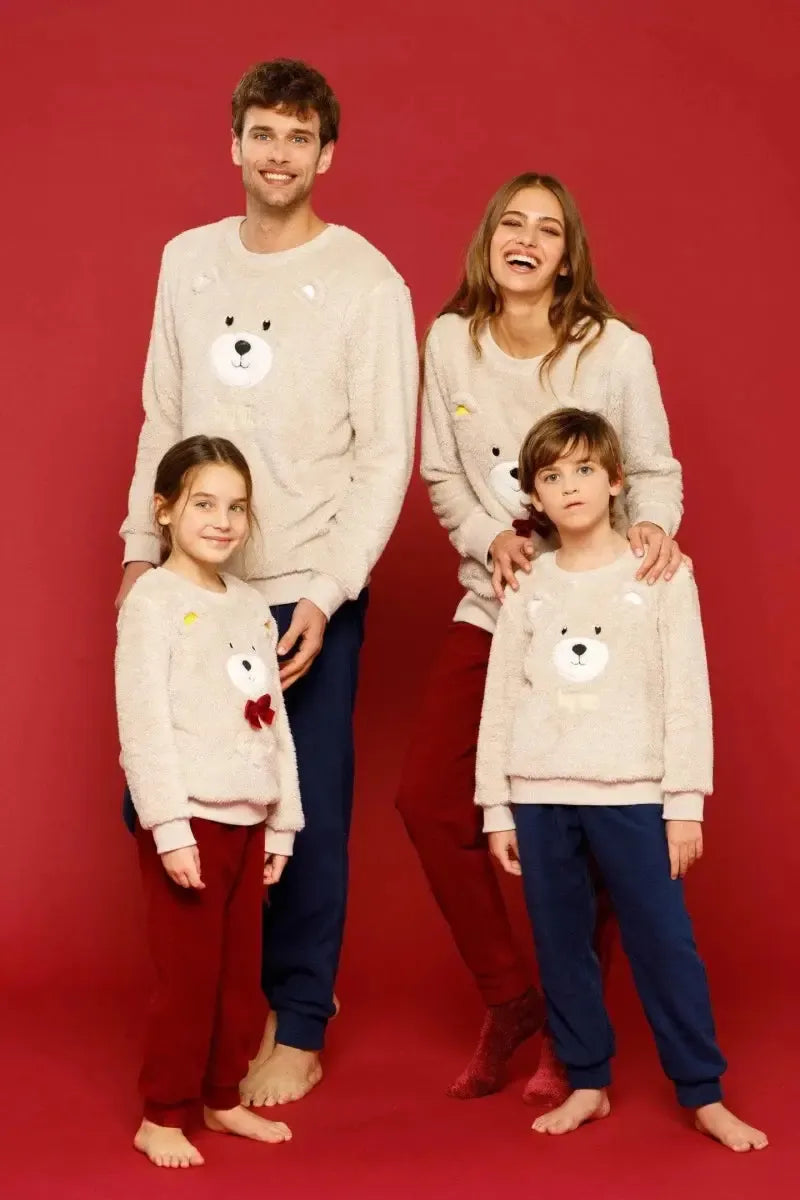 Pigiama neonata bambina orso maglia coral fleece Noidinotte pantalone micropile FT588AS