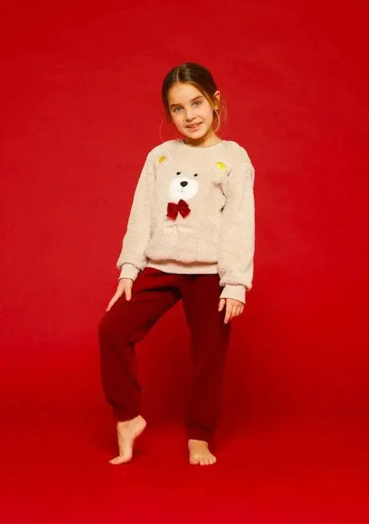 Pigiama neonata bambina orso maglia coral fleece Noidinotte pantalone micropile FT588AS