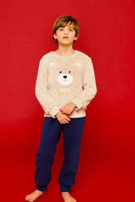 Pigiama neonato bambino orso maglia coral fleece Noidinotte pantalone micropile FT605AS