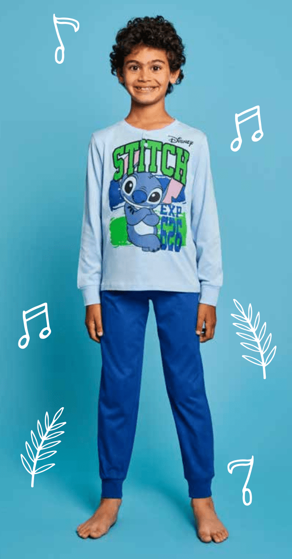Pigiama puro cotone Stitch Disney estivo bambino DY40M7770