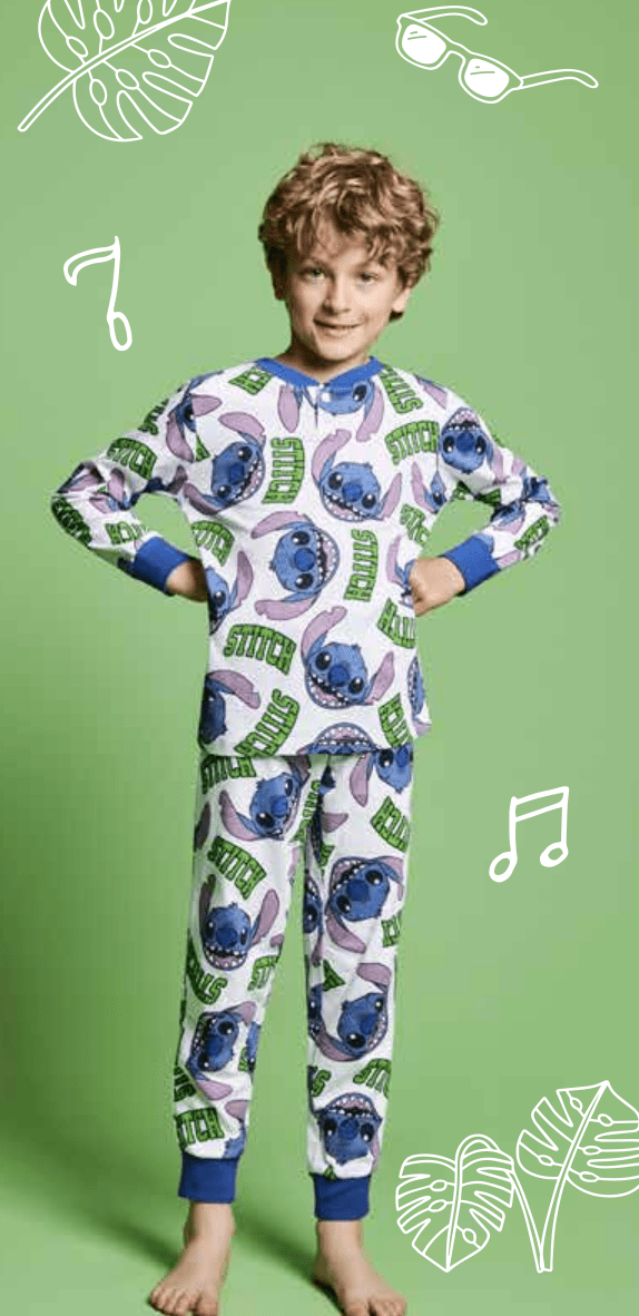 Pigiama puro cotone Stitch Disney estivo bambino DY40M7770