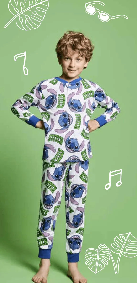 Pigiama puro cotone Stitch Disney estivo bambino DY40M7770