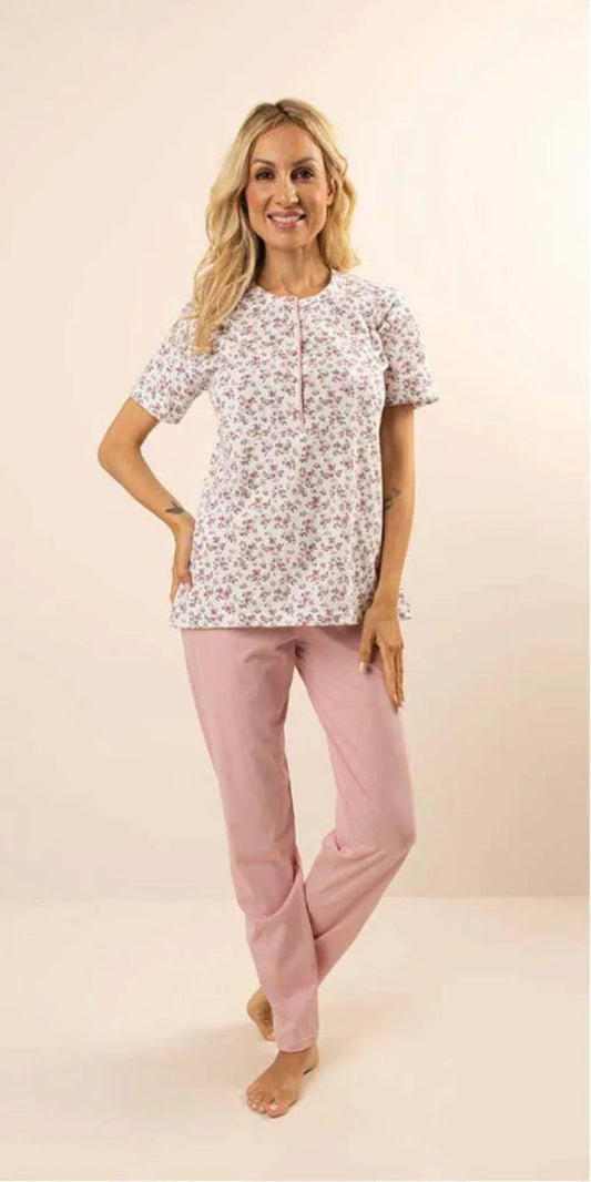 Pigiama serafino calibrato donna mezza manica Jersey Gary puro cotone CB580083CONF