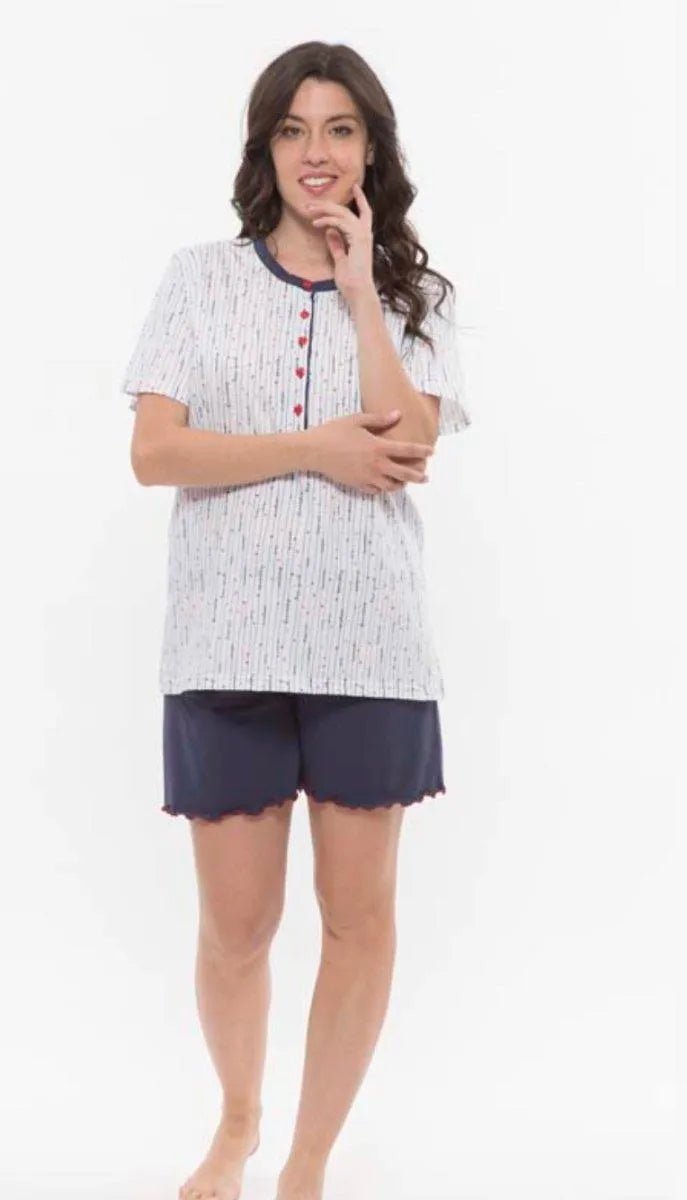 Pigiama serafino donna Jersey mezza manica pantaloncino Gary R55095