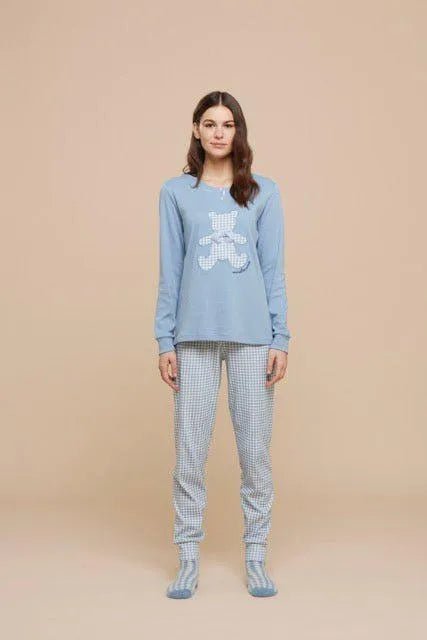 Pigiama serafino donna in caldo cotone Noidinotte Orsetto FA8327