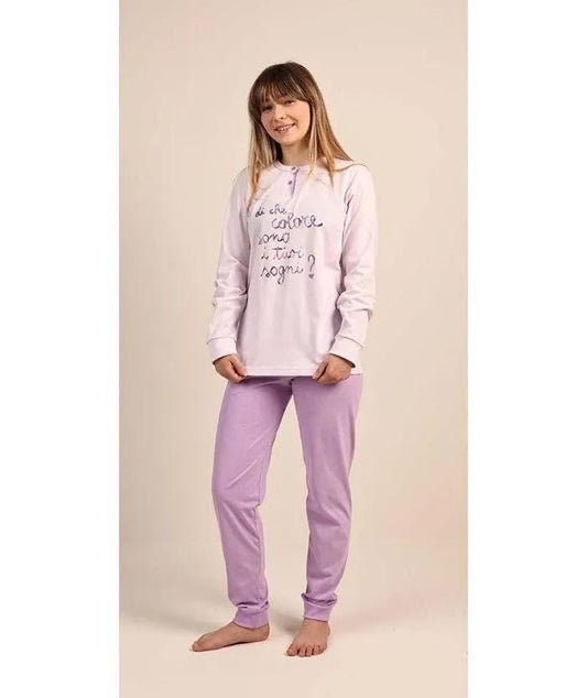Pigiama serafino ragazza jersey puro cotone Gary 4081