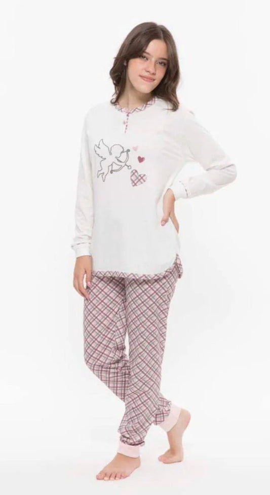 Pigiama serafino ragazza jersey puro cotone Gary R40013