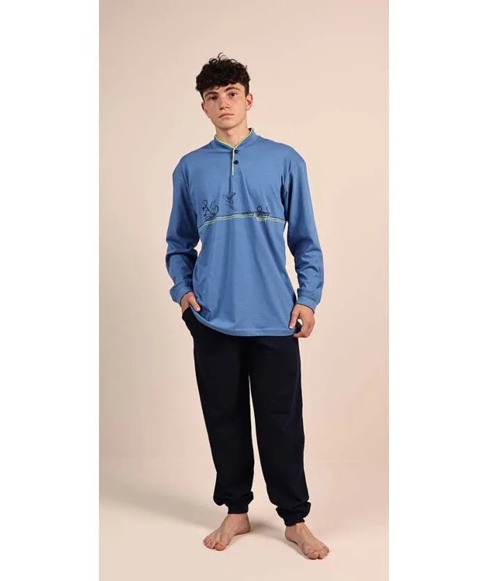 Pigiama serafino ragazzo jersey puro cotone Gary 4090