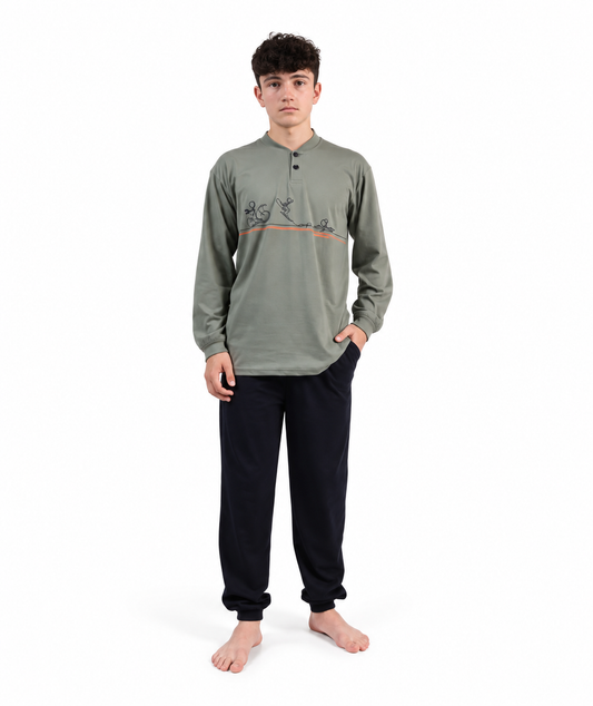 Pigiama serafino ragazzo jersey puro cotone Gary 4090