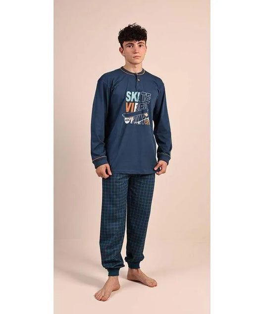 Pigiama serafino ragazzo jersey puro cotone Gary 4091