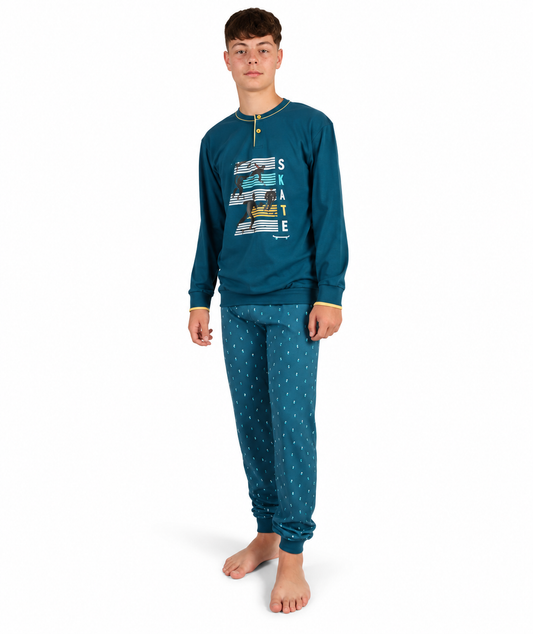 Pigiama serafino ragazzo jersey puro cotone Gary Z40011