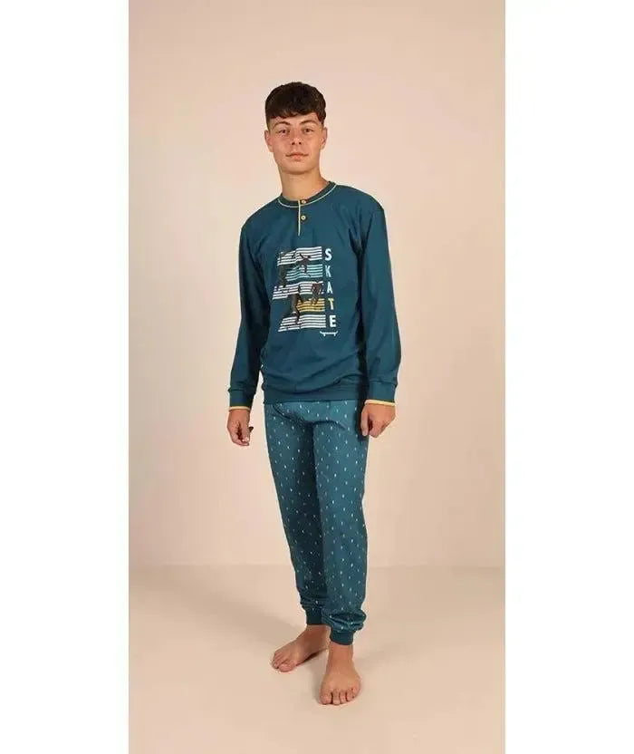 Pigiama serafino ragazzo jersey puro cotone Gary Z40011