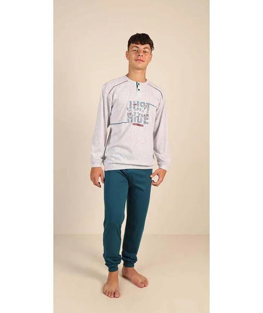Pigiama serafino ragazzo jersey puro cotone Gary Z40014
