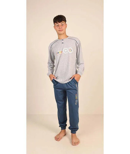 Pigiama serafino ragazzo jersey puro cotone Gary Z40015