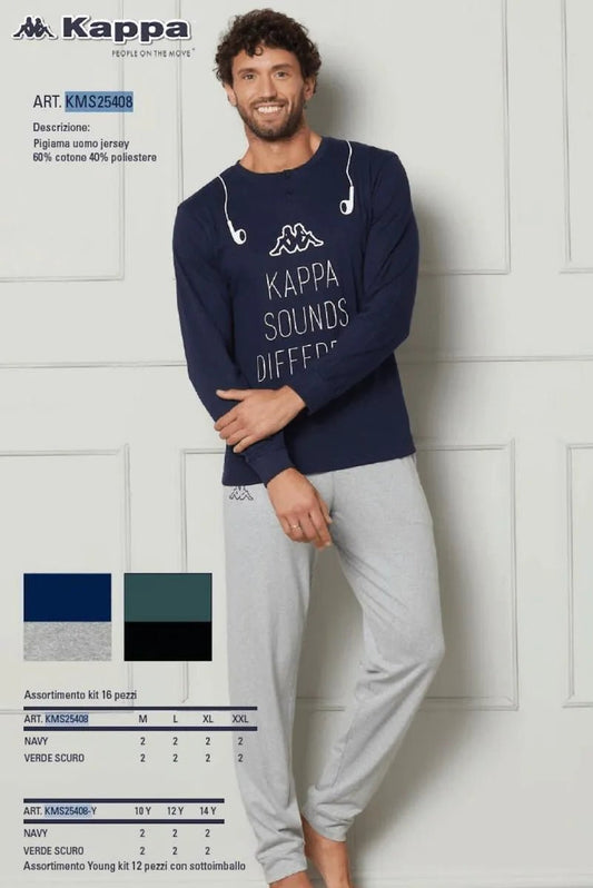 Pigiama serafino ragazzo jersey puro cotone Kappa KMS25408