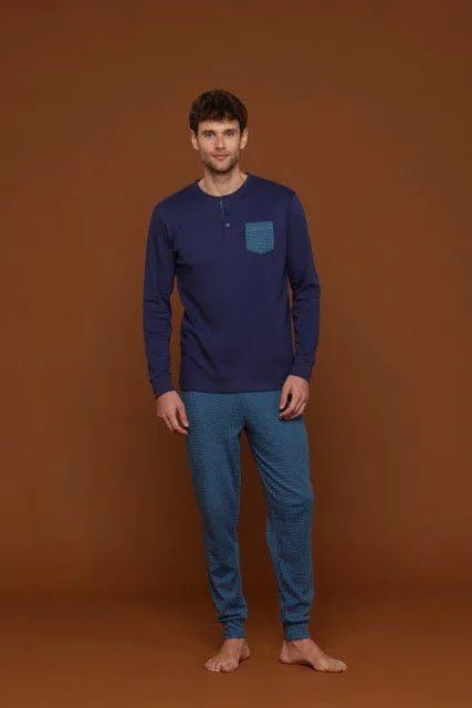 Pigiama serafino uomo in caldo cotone Noidinotte FC2714