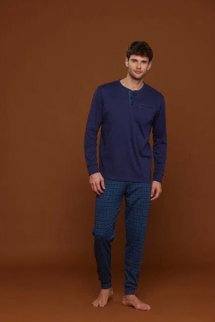 Pigiama serafino uomo in caldo cotone felpato Noidinotte FC2753
