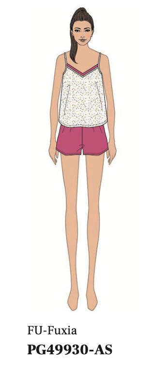 Pigiama spallina donna Nottingham corto in cotone PG49930