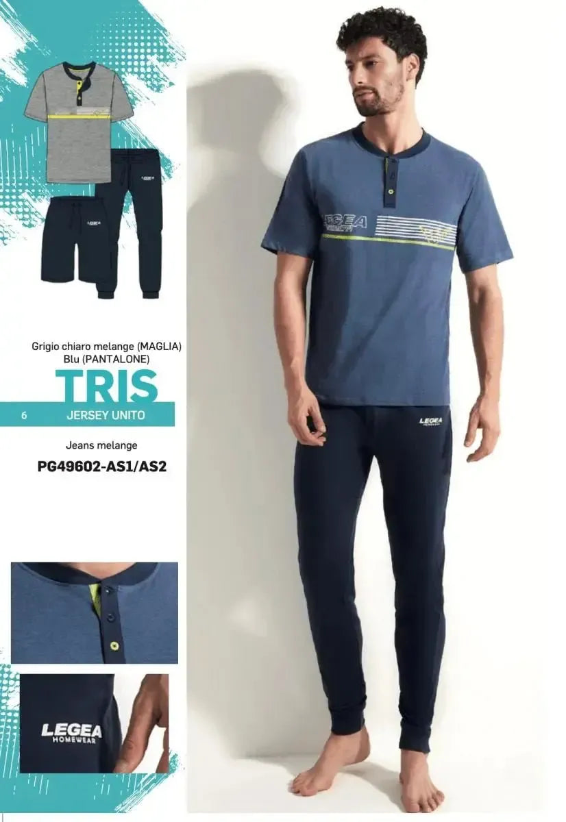 Pigiama tre pezzi uomo Legea 100% cotone PG49602