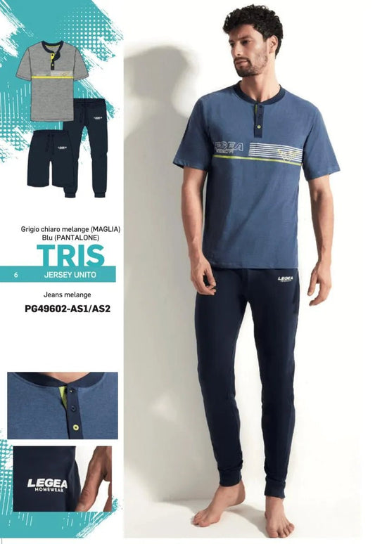 Pigiama tre pezzi uomo Legea 100% cotone PG49602