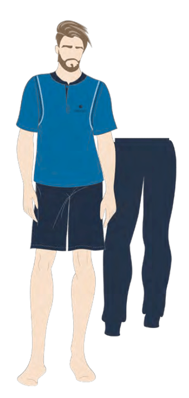 Pigiama tre pezzi uomo Nottingham 100% cotone NPA752