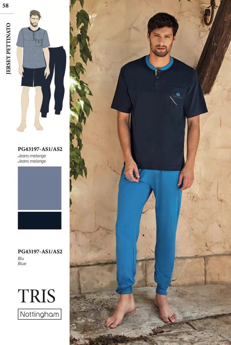 Pigiama tre pezzi uomo Nottingham 100% cotone PG43197