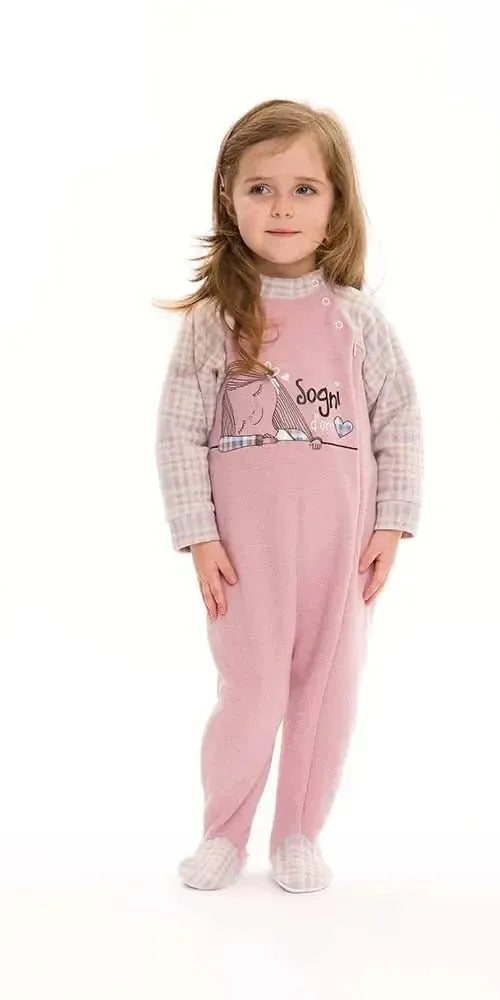 Pigiama tutone invernale neonata bambina Gary Punto Milano S10050