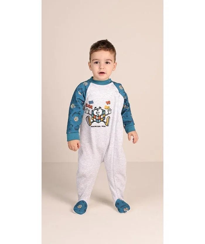 Pigiama tutone invernale neonato bambino Gary felpa 1046