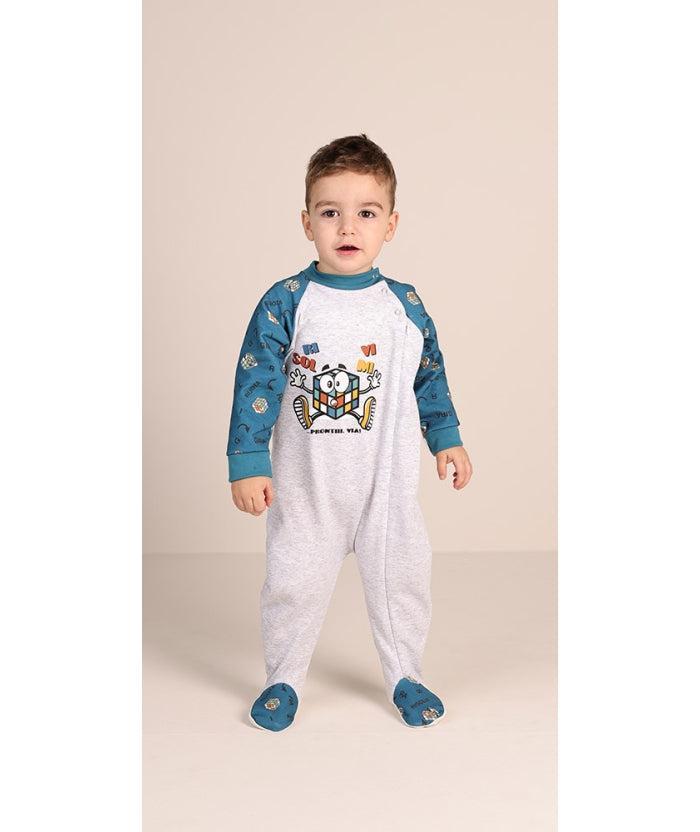 Pigiama tutone invernale neonato bambino Gary felpa 1046