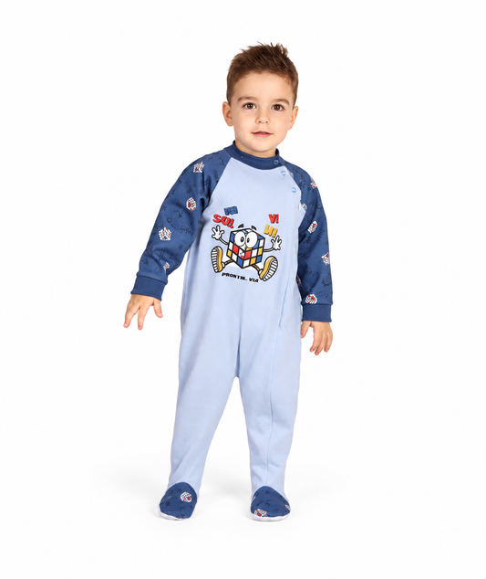 Pigiama tutone invernale neonato bambino Gary felpa 1046