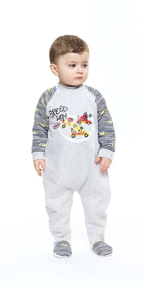 Pigiama tutone invernale neonato bambino Gary felpa S10037