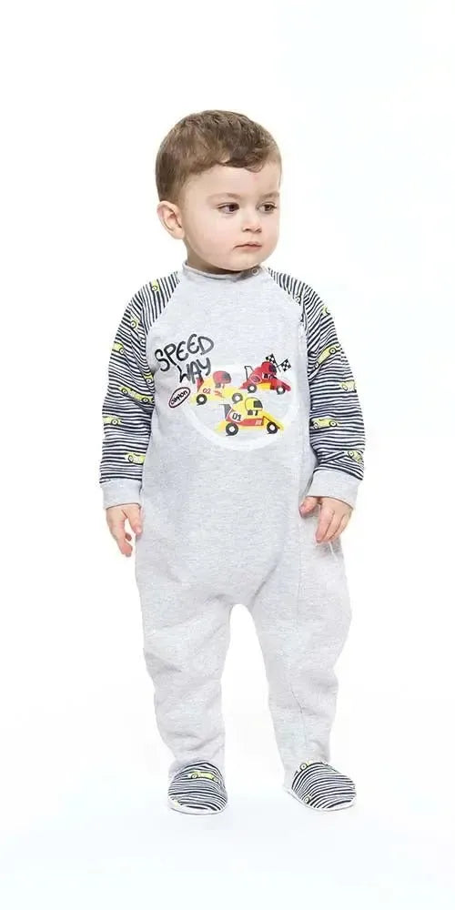 Pigiama tutone invernale neonato bambino Gary felpa S10037
