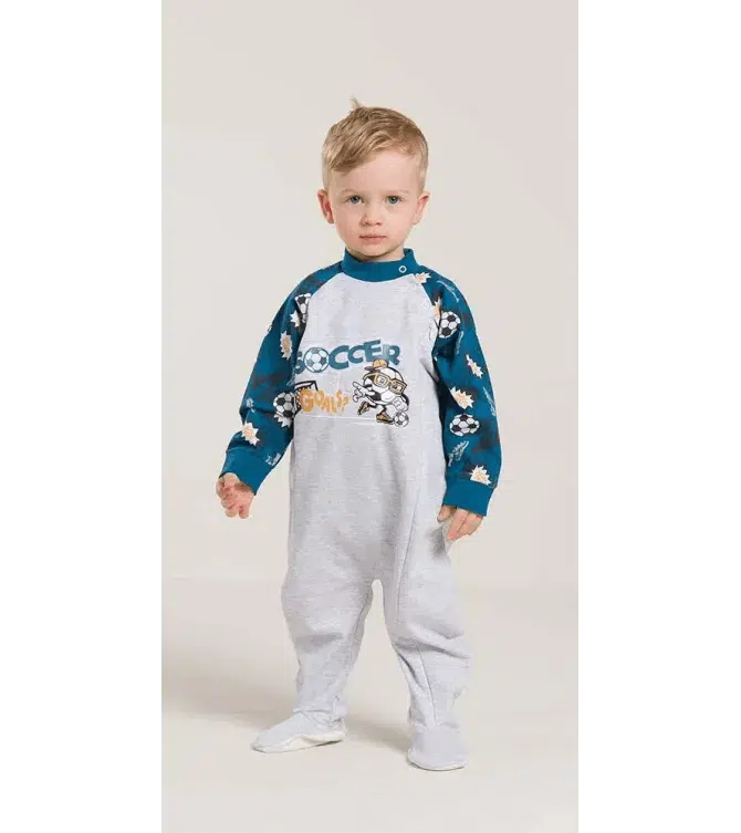 Pigiama tutone invernale neonato bambino Gary felpa V10037