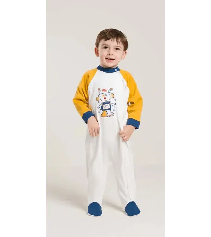 Pigiama tutone invernale neonato bambino Gary interlock V10017