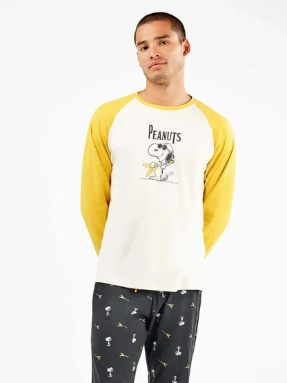 Pigiama uomo Gisela girocollo in caldo cotone Snoopy Peanuts 20343