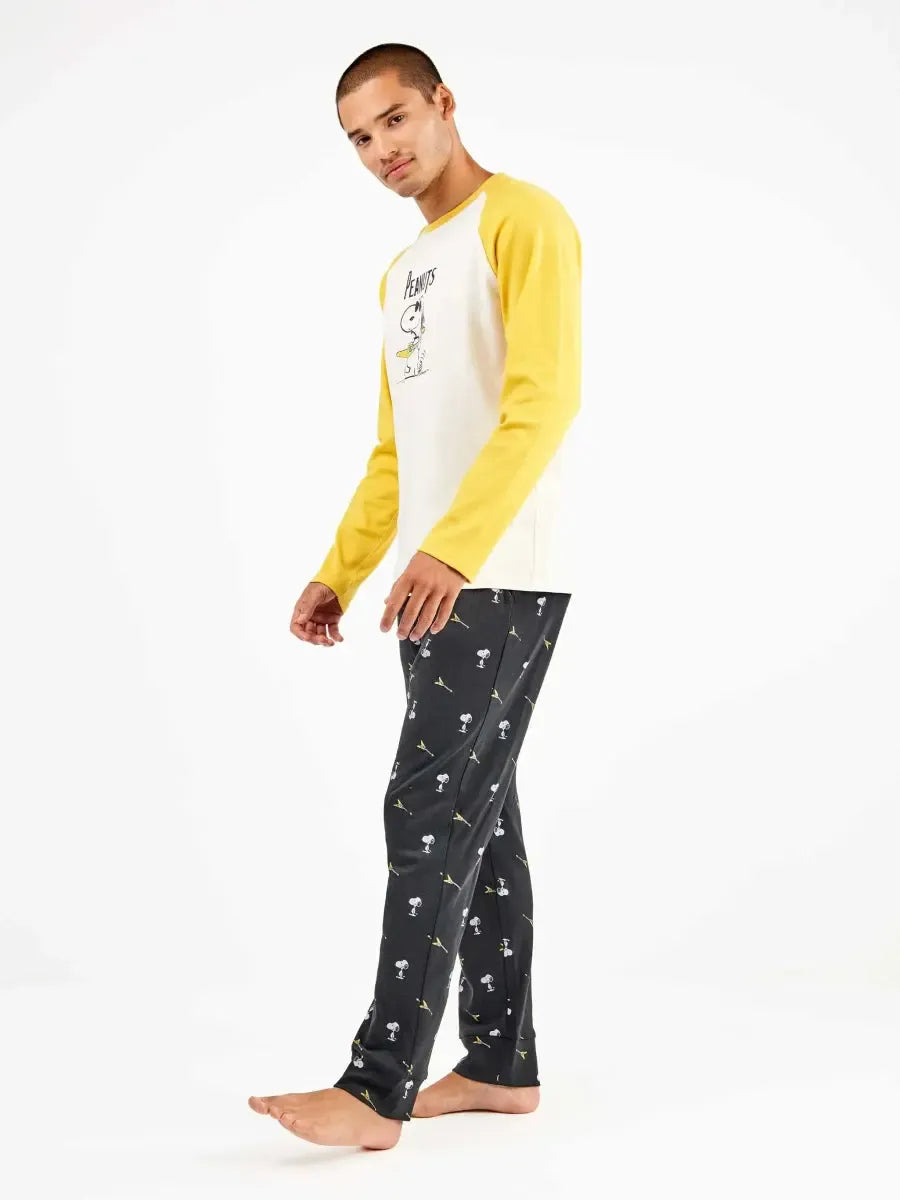 Pigiama uomo Gisela girocollo in caldo cotone Snoopy Peanuts 20343