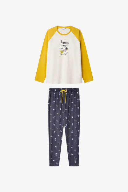 Pigiama uomo Gisela girocollo in caldo cotone Snoopy Peanuts 20343