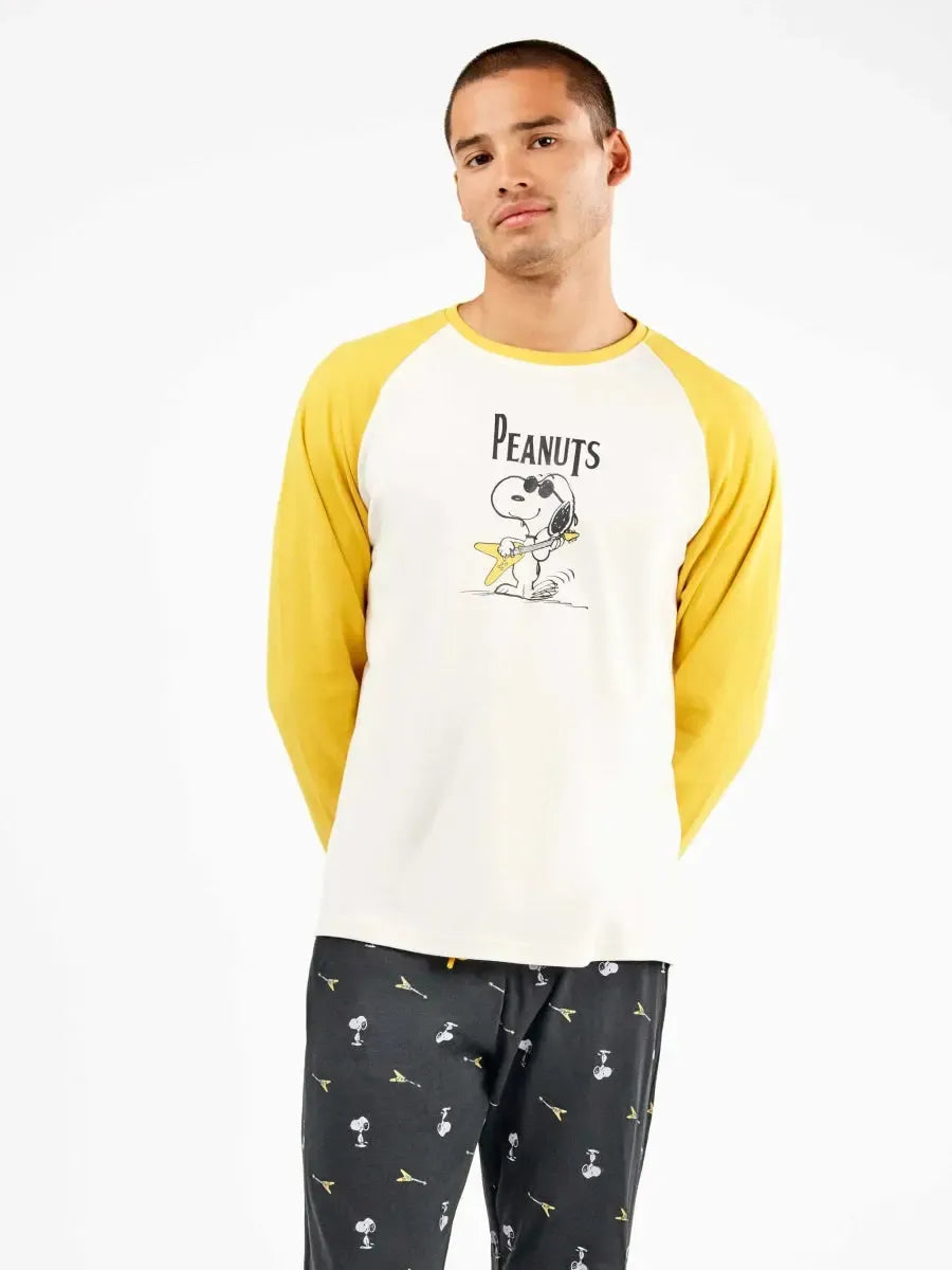Pigiama uomo Gisela girocollo in caldo cotone Snoopy Peanuts 20343