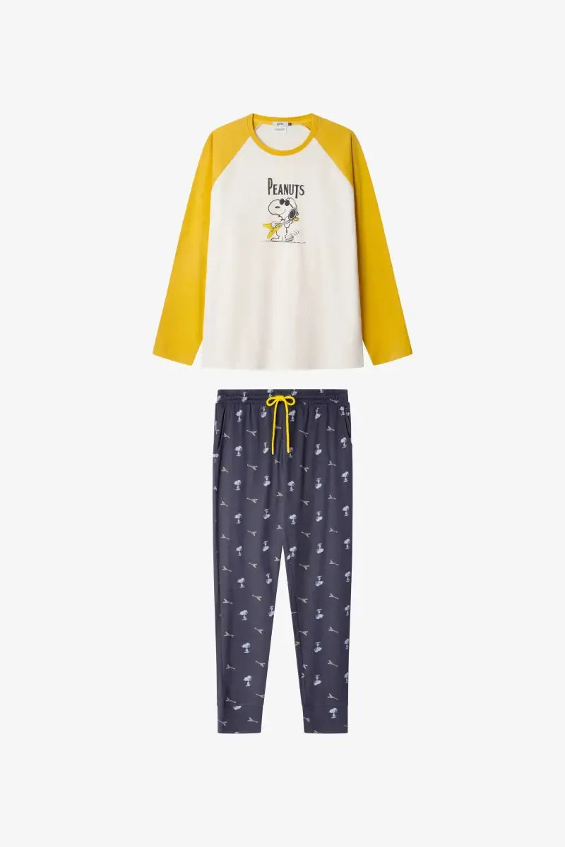 Pigiama uomo Gisela girocollo in caldo cotone Snoopy Peanuts 20343