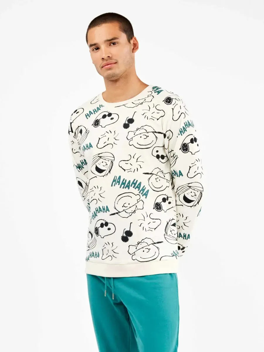 Pigiama uomo Gisela girocollo in caldo cotone Snoopy Peanuts 20344