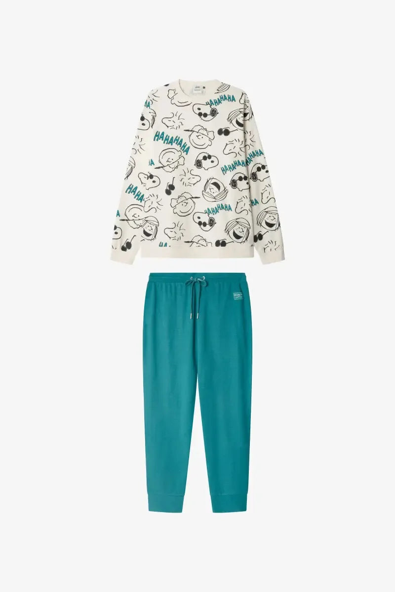 Pigiama uomo Gisela girocollo in caldo cotone Snoopy Peanuts 20344