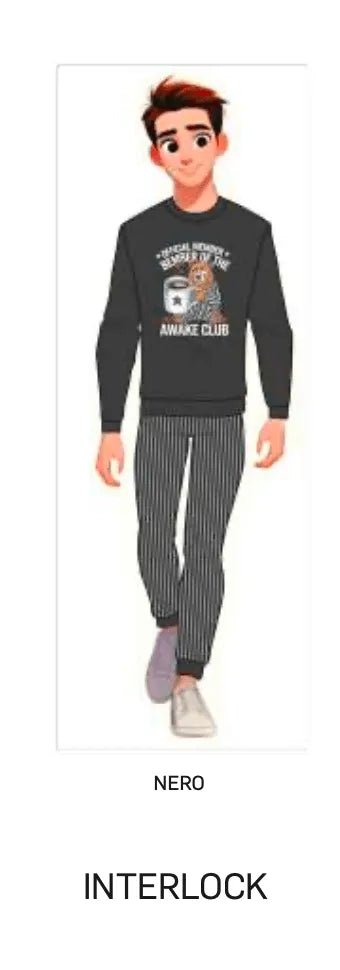 Pigiama uomo Hollywood Milano girocollo caldo cotone interlock HPA007