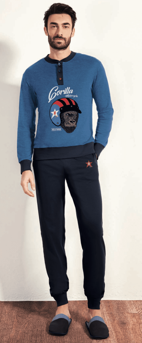 Pigiama uomo Hollywood Milano serafino caldo cotone interlock HPA019