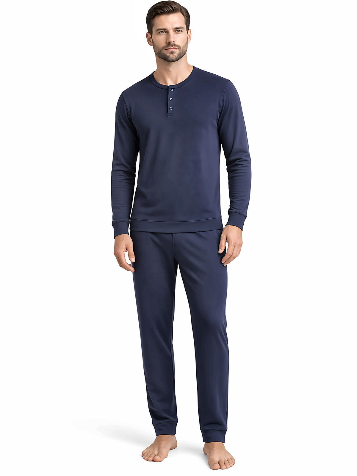 Pigiama uomo Nottingham caldo cotone interlock NPB555, colore blu