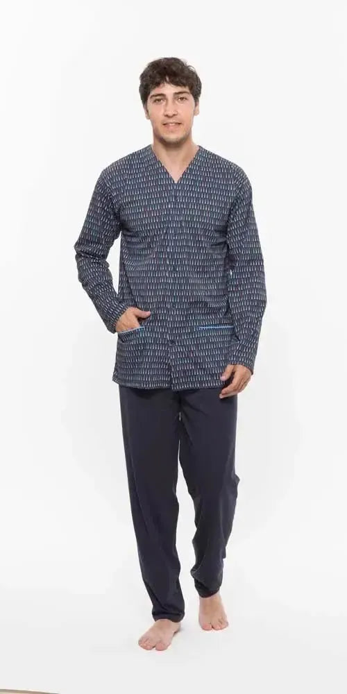 Pigiama uomo aperto Jersey Gary puro cotone R60043