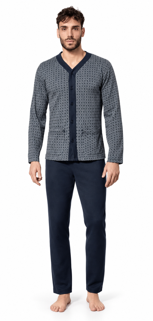 Pigiama uomo aperto Nottingham punto milano jacquard PG44341